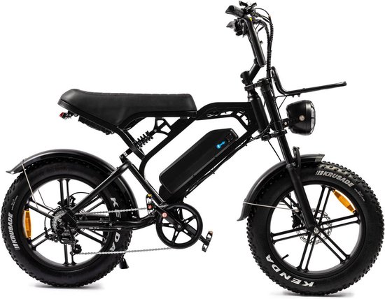 V20 Pro 2024 | Elektrische Fatbike | 250W | Zwart | E-Bike | met voorrek | Hydraulische remmen | met achterzitje |