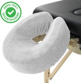 ZenGrowth® Badstof Hoofdsteunhoesje – Wit – 280 gram/m2 dikte – Massagetafel – Elastisch – Past om elke hoofdsteun – Hygiënisch