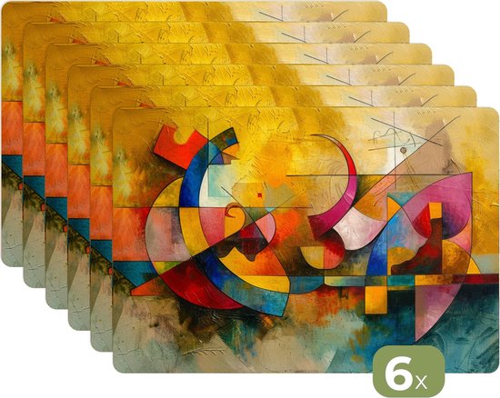 Foto: Placemats 6 stuks 45x30 cm placemat kunststof kunst abstract aesthetic kleurrijk art borden onderleggers decoratie voor op tafel keuken tafeldecoratie accessoires vinyl onderlegger tafelversiering