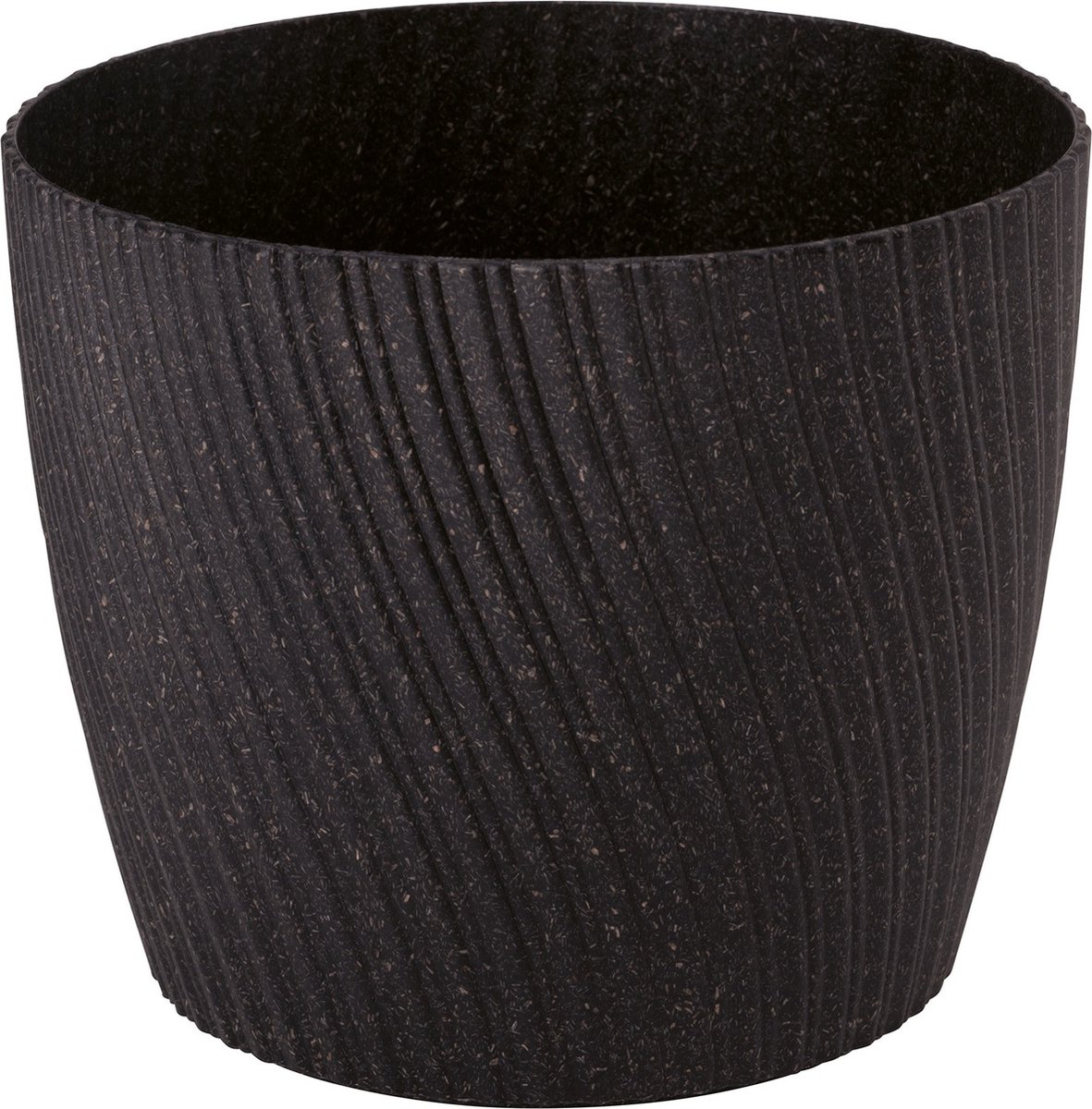 Form Plastic Plantenpot/bloempot Waves - kunststof - zwart - D19 x H16 cm - rond