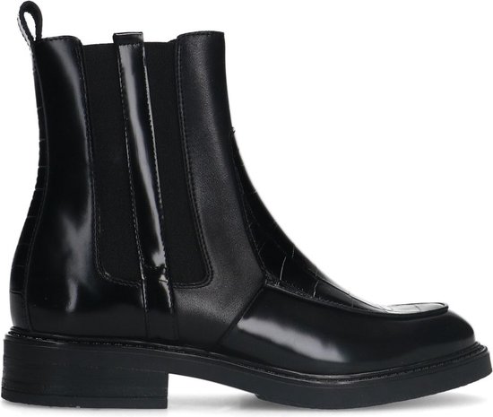 Manfield Dames Zwarte leren chelsea boots Maat 36 bol