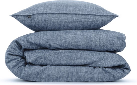 Zohome Dekbedovertrek Lino - Effen Bedlinnen - 140x220 - Blauw - Dekbedhoes van 100% Katoen van Zohome — afbeelding 5