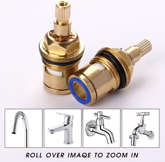 Tiardey 2 stuks vervangende kraancartridge, keramische schijfcartridge kraan watermixer tap binnenbesturing keukenwaterval kraan klep-35mm
