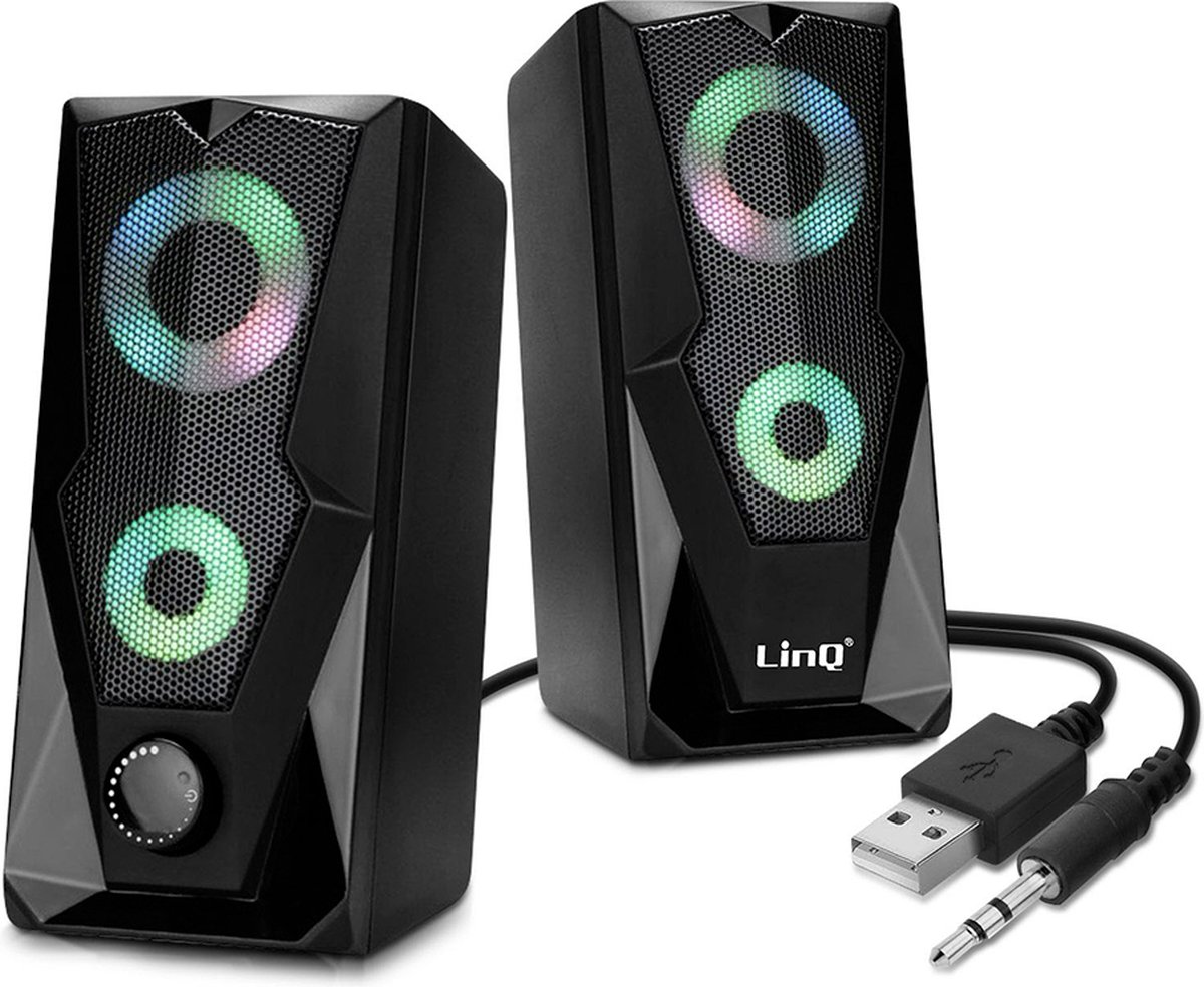 Noir mis à jour-Mini haut-parleur LED avec câble USB, haut-parleur