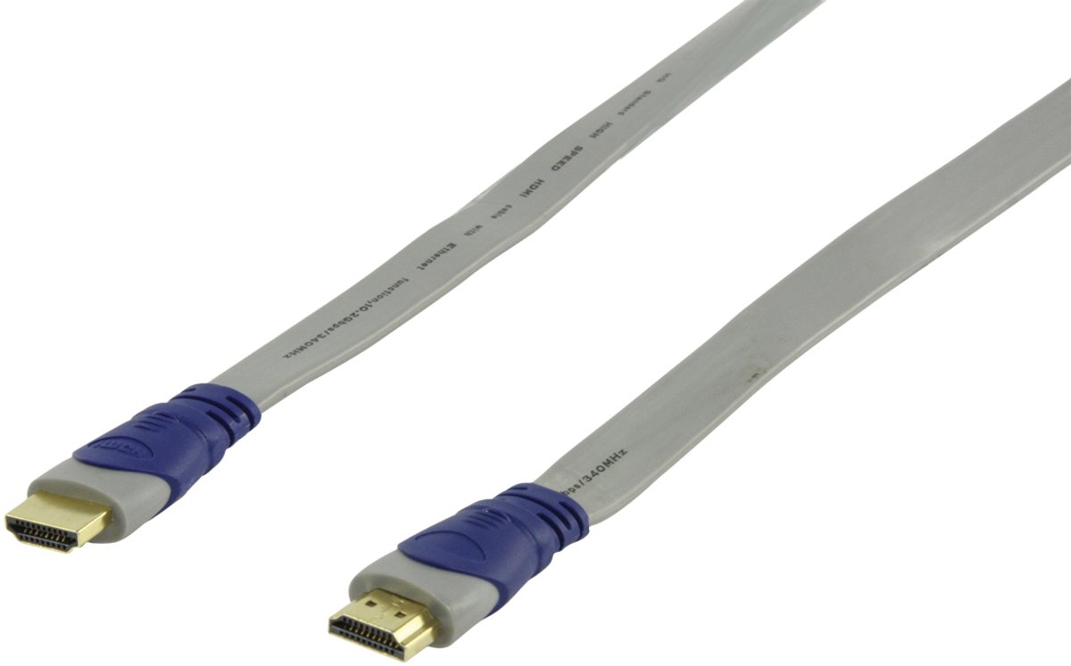 HQ - 1.4 High Speed platte HDMI kabel - 1.5 m - Grijs/Blauw
