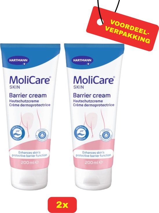 2X Molicare® Crème barrière cutanée - 2 x 200 ml - Pack économique !