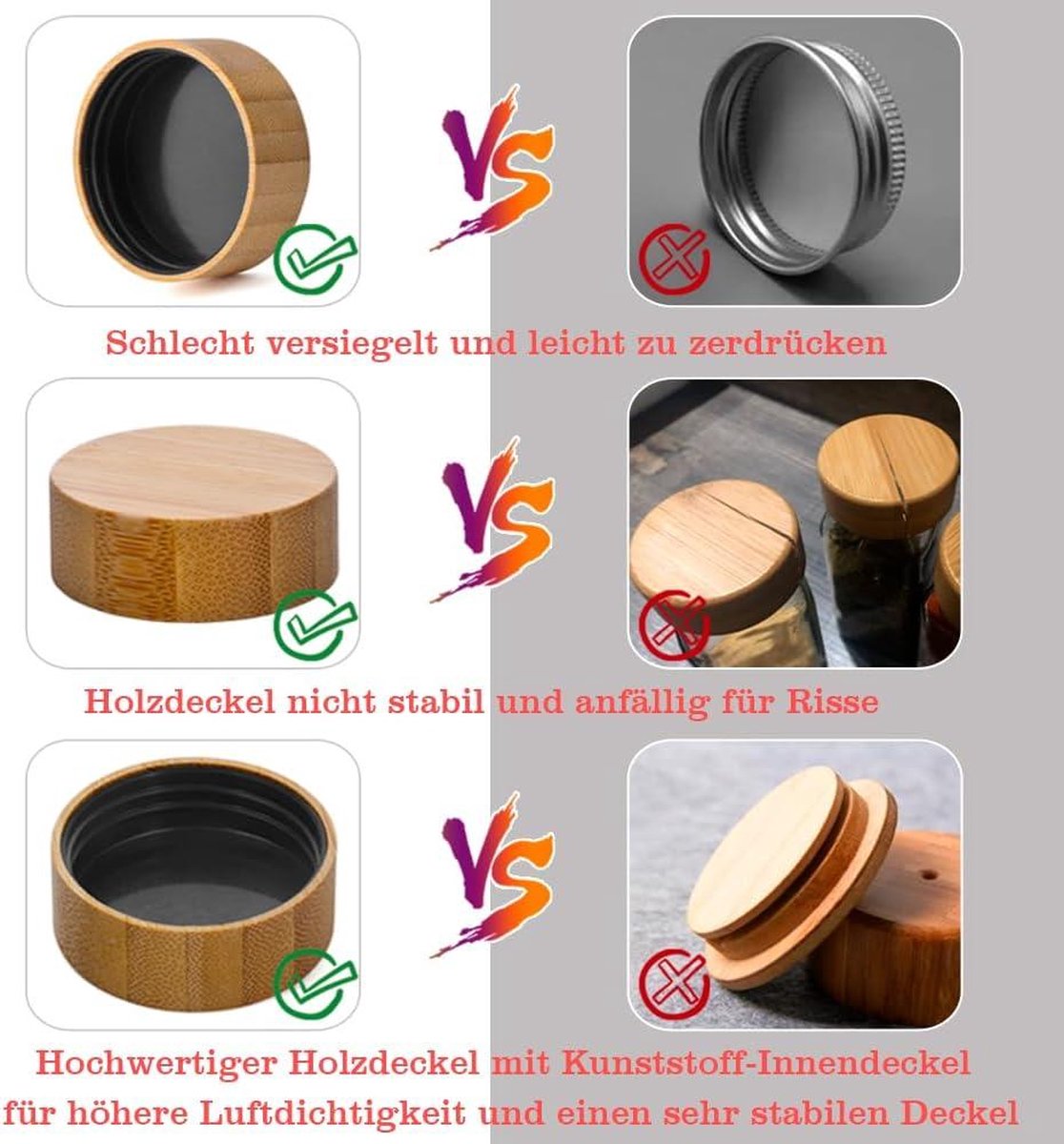 24 Stuks Glazen Kruidenpotjes 120 ml met Bamboe Deksel, Vierkante