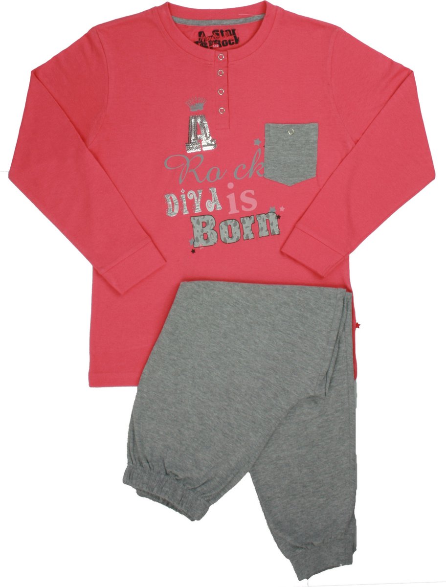 Annarebella Meisje Pyjama - 100% Katoen - Rood - Maat 152