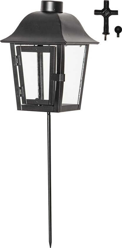 Star Trading Serene Lanterne, Piquet de Sol, Lanterne funéraire, décoration, Noir, pour extérieur, 45 cm