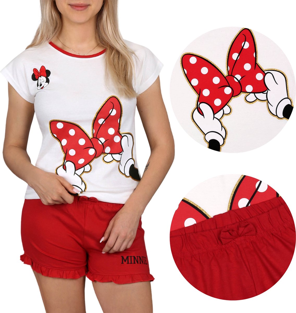 Minnie Mouse Disney - Crème en rode pyjama met korte mouwen, zomerpyjama / 158