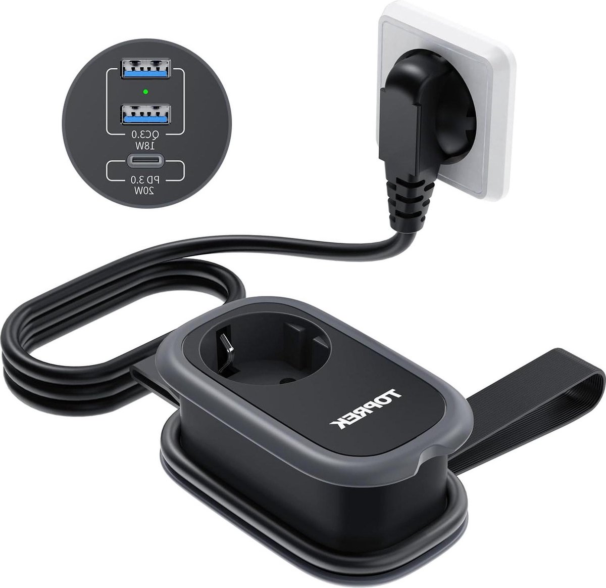 Meervoudige Stopcontacten met USB - Reis Stekkerdoos 4000W 16A - Snelladen - Overspanningsbeveiliging - 113M Verlengkabel Zwart