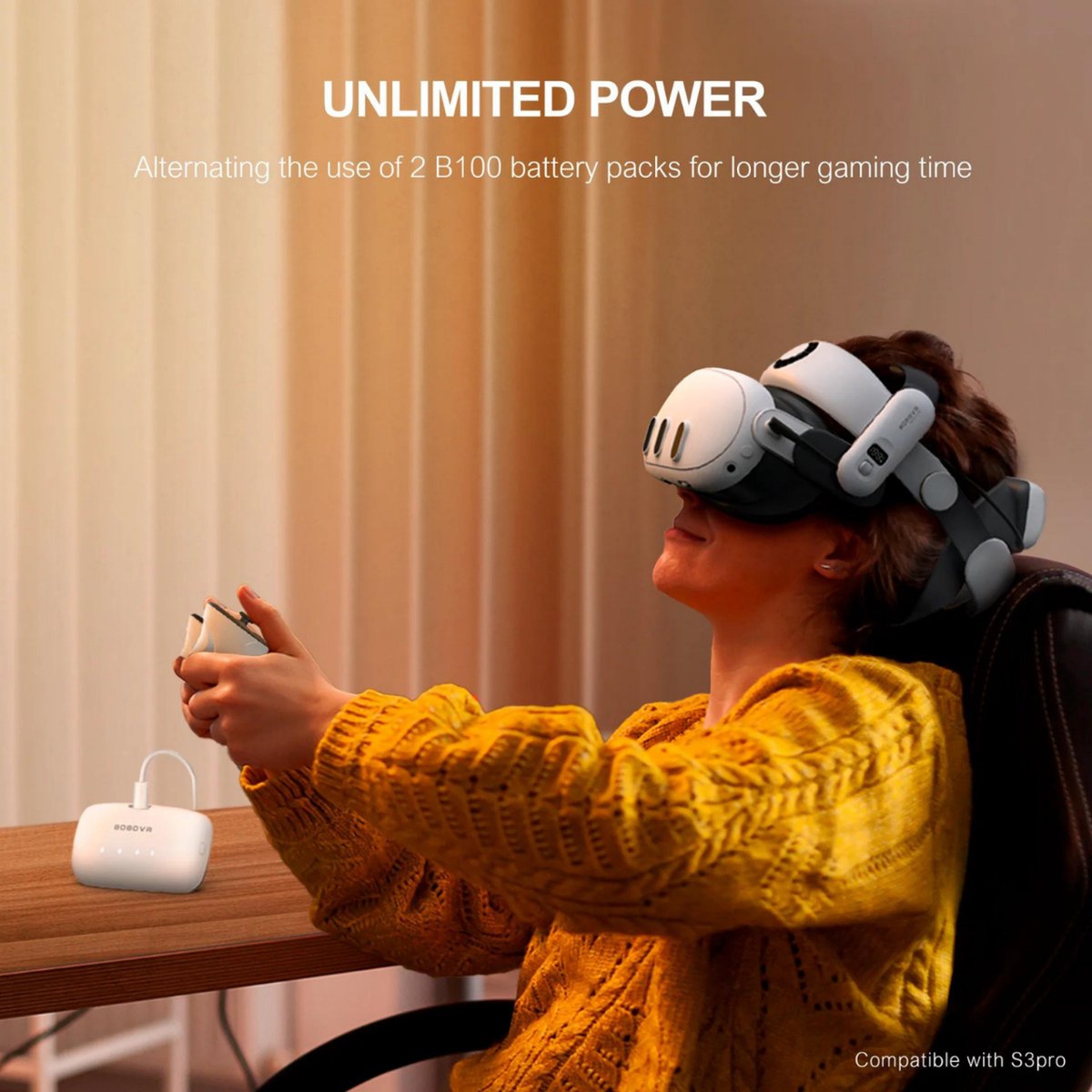 BOBOVR B100-batterij voor BOBOVR S3 Pro - 10.000 mAh hoge capaciteit, verlengde looptijd voor Meta Quest 3S / Quest 3 VR-headsets thumbnail 6