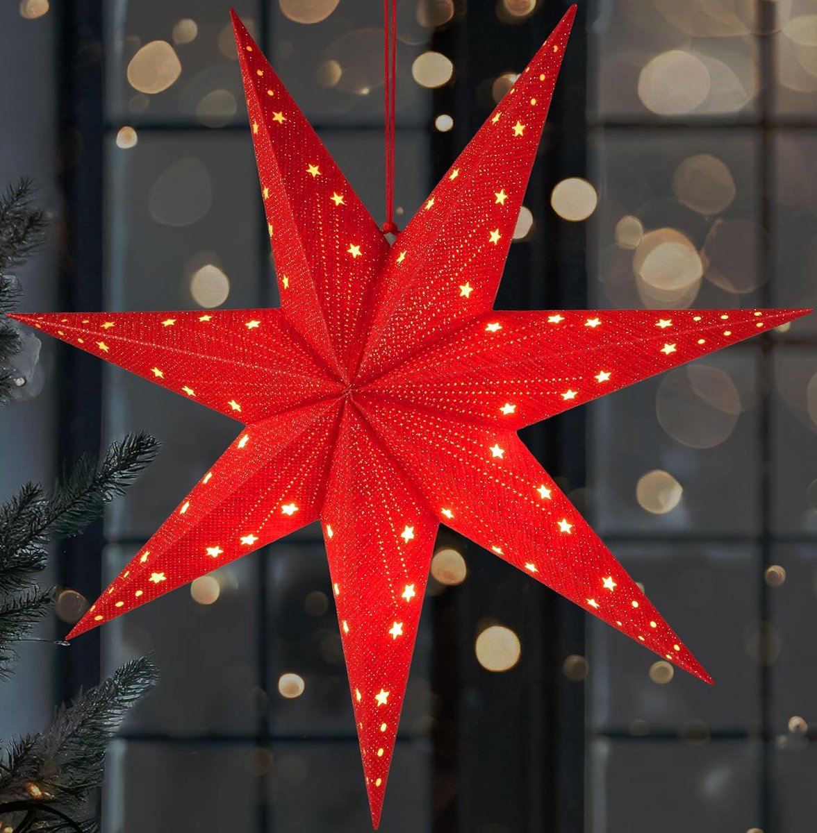 Spetebo Décoration de sapin de Noël en papier à LED - 30 cm - Pliable et éclairé à poser - Réutilisable - Blanc