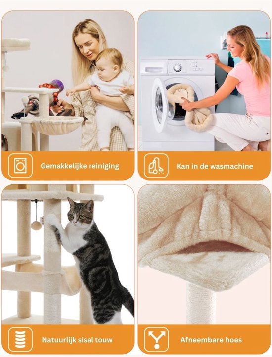 lionto Cat Tree with 2 Plush Balls & Play Rope, Height 112 cm, Cat Tree with Sisal Rope & Plush lionto Cat Tree with 2 Plush Balls & Play Rope, Height 112 cm, Cat Tree with Sisal Rope & Plush