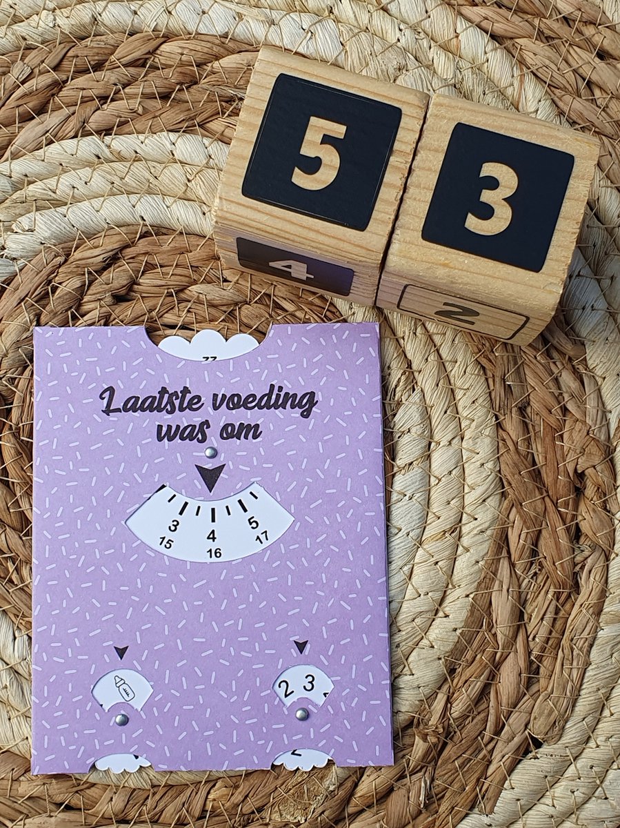 Goedkoopste Baby Voedingskaart | Voedingsschijf | Kraamcadeau | Zwangerschap | 53- paars met streepjes