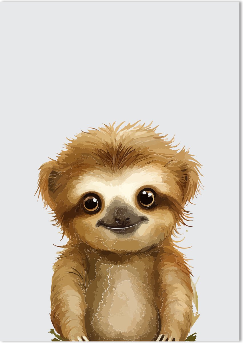 Luiaard Poster 70 x 50 cm - Poster Kinderkamer - Dierenposter - Babykamer decoratie