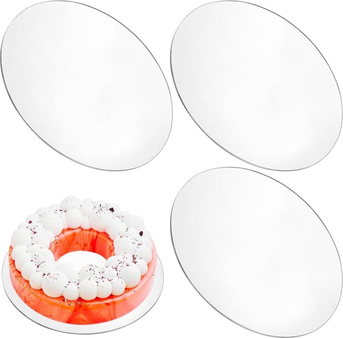 XLIUAX 3 stuks taartplateaus acryl taartbord, 18 cm taartonderlegger