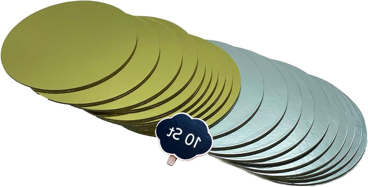 Cake borden set - goud en zilver - 3 mm dik karton - geschikt voor serveren