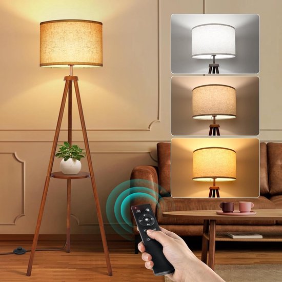 Vloerlamp Uplight New Luna 20W Led met 5W Led leesarm Brons met dimmer kopen? Groot assortiment