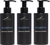 Shampoo Hammam Herbal 300 ml - met pomp - zwarte fles - set van 3 stuks - voordeelverpakking - haarverzorging