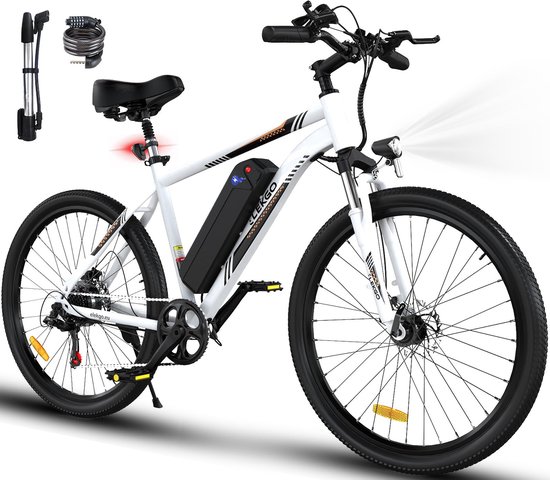 ELEKGO Elektrische Fiets EG15 - Trendy 26 Inch City Commuter EBike met Afneembare 36V 12Ah Lithium Batterij - Mountain E-Bike met 250W Motor - 7 Versnellingen - IP54 Waterdicht