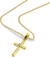 Gouden hanger kruis met diamant 0.01ct | Mostert Juweliers