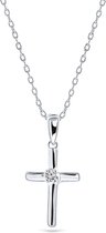 Miore - Collier Croix en Or blanc - Femme - Or 9 Carats - Bijou hypoallergénique - Collier Pendentif Fait Main