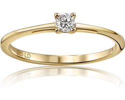 Miore Pure Ring - Gemaakt van 14 Karaat Goud - Met Diamanten - Handgemaakte Sieraden - Trouwringen - set - Elegante Dames Sieraden - Maat 50