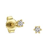 Miore Pure Oorbellen - Gemaakt van 14 Karaat Goud - Met Diamanten - Handgemaakte Sieraden - Knopjes - Elegante Dames Sieraden - 3.1 mm