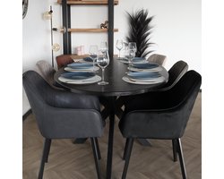 Eettafel ovaal 210cm Rato zwart ovale tafel MDF eetkamertafel