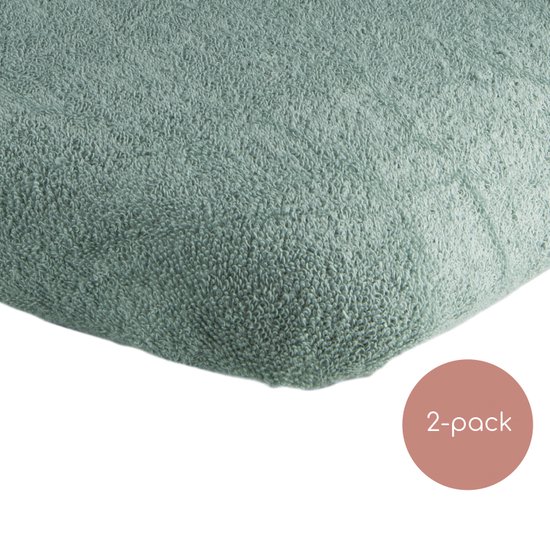 Briljant Baby Hoeslaken voor een Boxmatras - 75x95 -2 Stuks - Badstof - Stonegreen