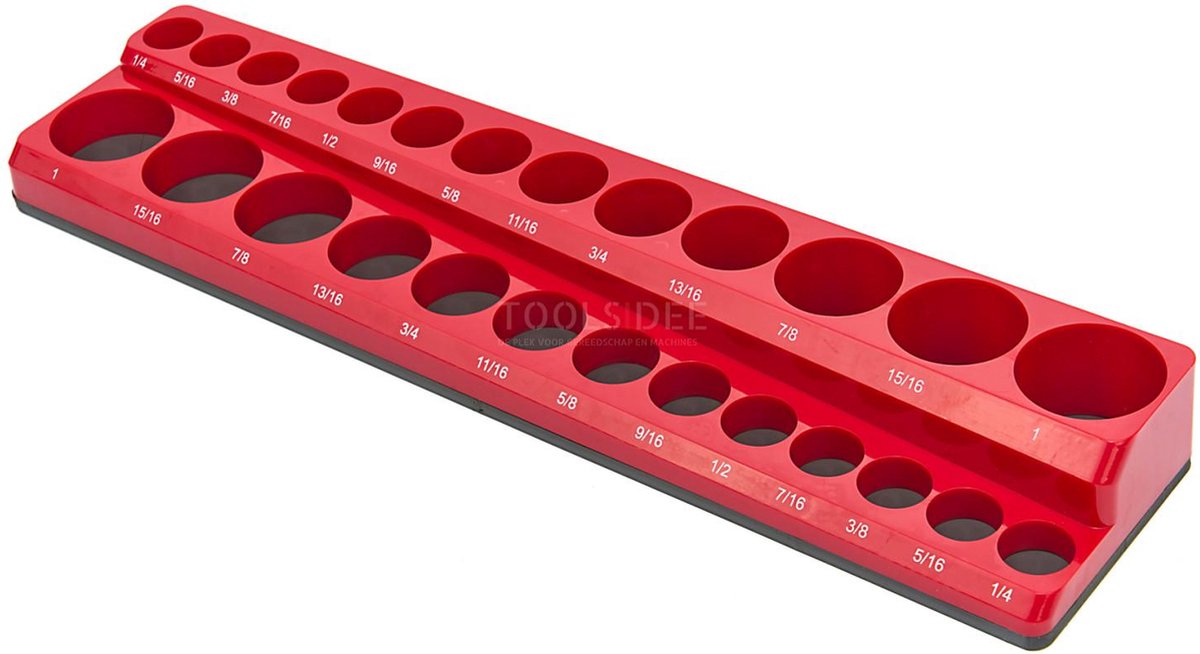 HBM magnetische accessoirehouder voor 26 stuks 3/8 inch Engelse maten, rood