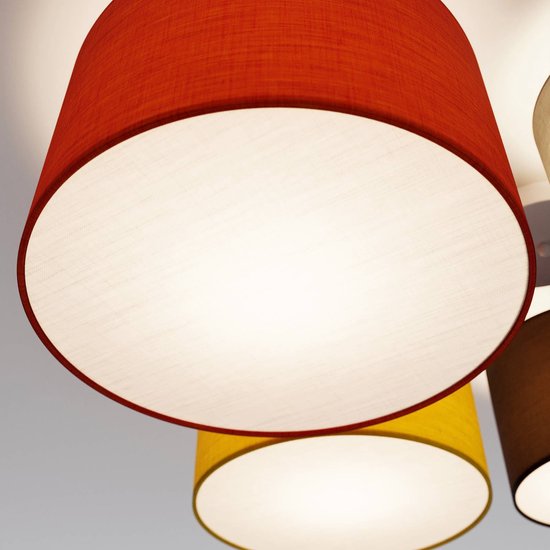 Lindby - plafondlamp - 5lichts - Stof, metaal - H: 25.5 cm - E27 - grijs, bruin, zwart, rood, geel
