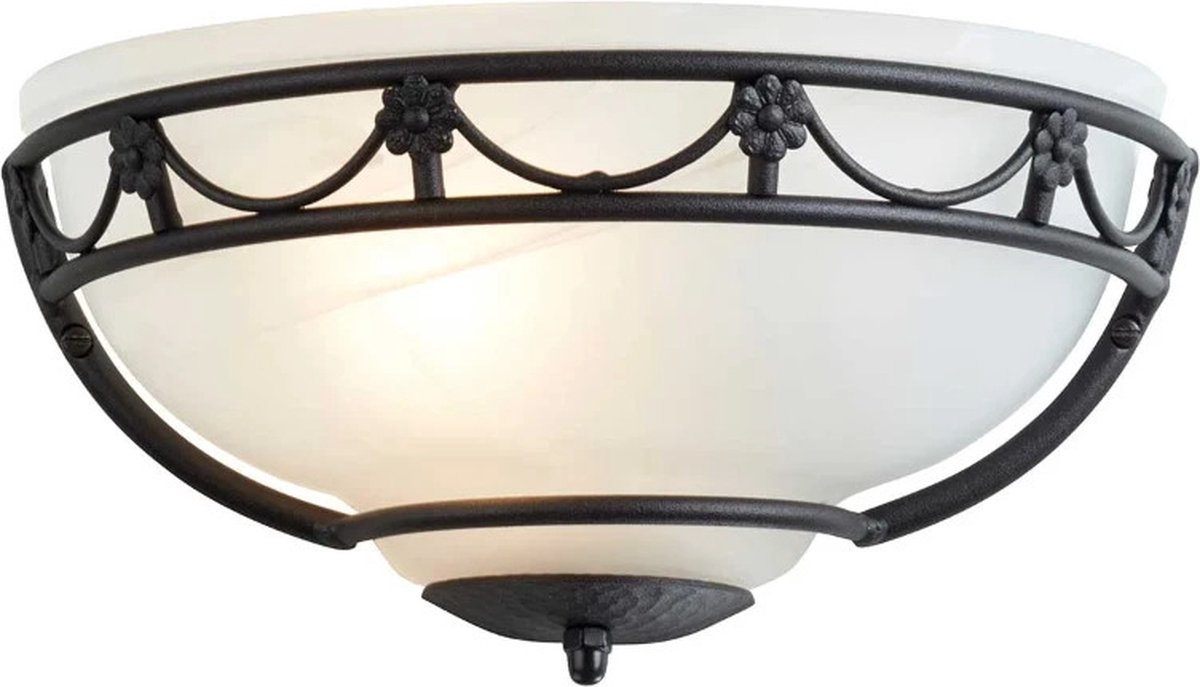 Landelijke Wandlamp - Steady Lighting - Metaal - Landelijk - E27 - L: 13cm - Voor Binnen - Woonkamer - Eetkamer - Zwart