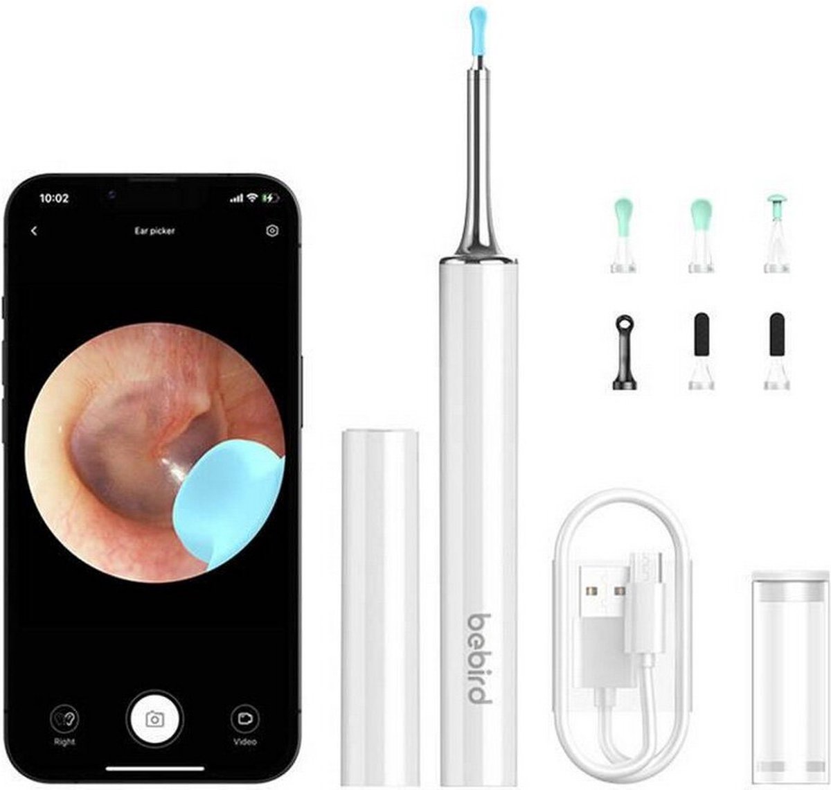 Goedkoopste Bebird T15- Oorsmeerverwijderaar met camera- Noodpakket essential- Camera met Bluetooth- Gecertificeerd- Vaderdag- Oorreinigingscamera - Wit- Apple- Android- Uniek cadeau