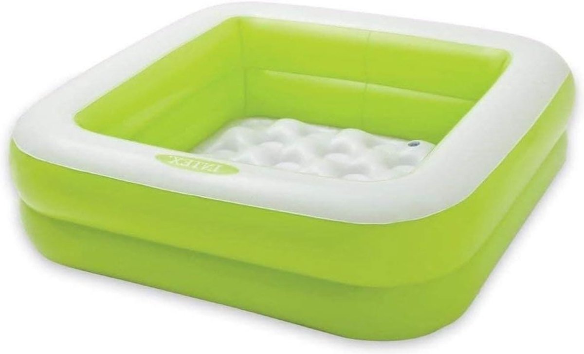 Baby Zwembad Intex Opblaasbaar Vierkant Peuterbad 86x86x25 cm - Roze Limoengroen - 1 stuk Baby Zwembad