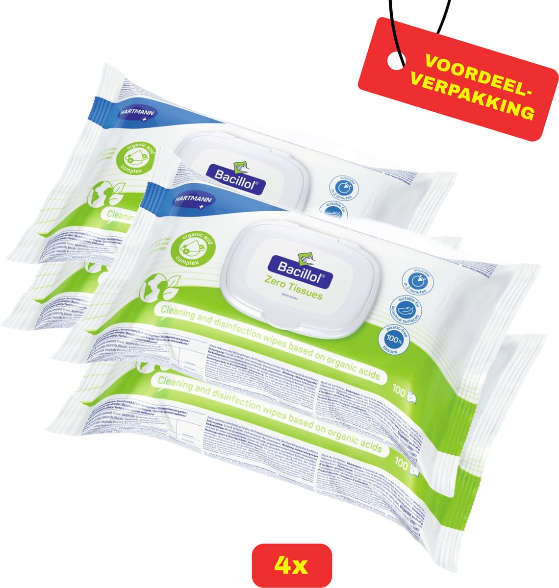 Goedkoopste 4 x Bacillol® Zero Tissues van Hartmann - 4 x 100 doekjes - Voordeelverpakking!