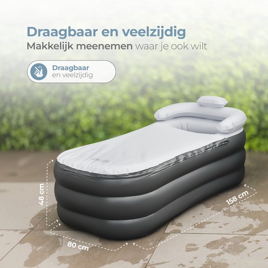 Care Less Opblaasbaar Ligbad - Voor Volwassenen en Kinderen - Zitbad - Ijsbad - Zwembad - Opvouwbaar Bad - Inclusief Elektrische Pomp en Afvoerslang