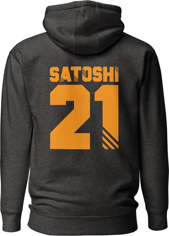 Satoshi 21 - Premium Unisex Bitcoin Hoodie - Donker Grijs - Maat XL | Bitcoin cadeau| Crypto cadeau| Bitcoin Trui| Crypto Trui| Crypto Hoodie| Bitcoin Hoodie| Bitcoin Merch| Crypto Merch| Bitcoin Kleding| Crypto Kleding