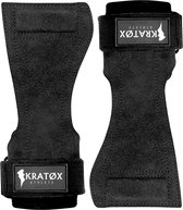 KRATØX Leer Lifting straps - Deadlift straps - Powerlifting - Fitness Straps - Wrist support - Bodybuilding – Zwart