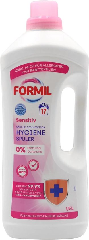 Formil Sensitive Was Desinfectie Hygiene Spoeler 1,5 Liter 18 wasbeurten 99,9 Bacterie Killer
