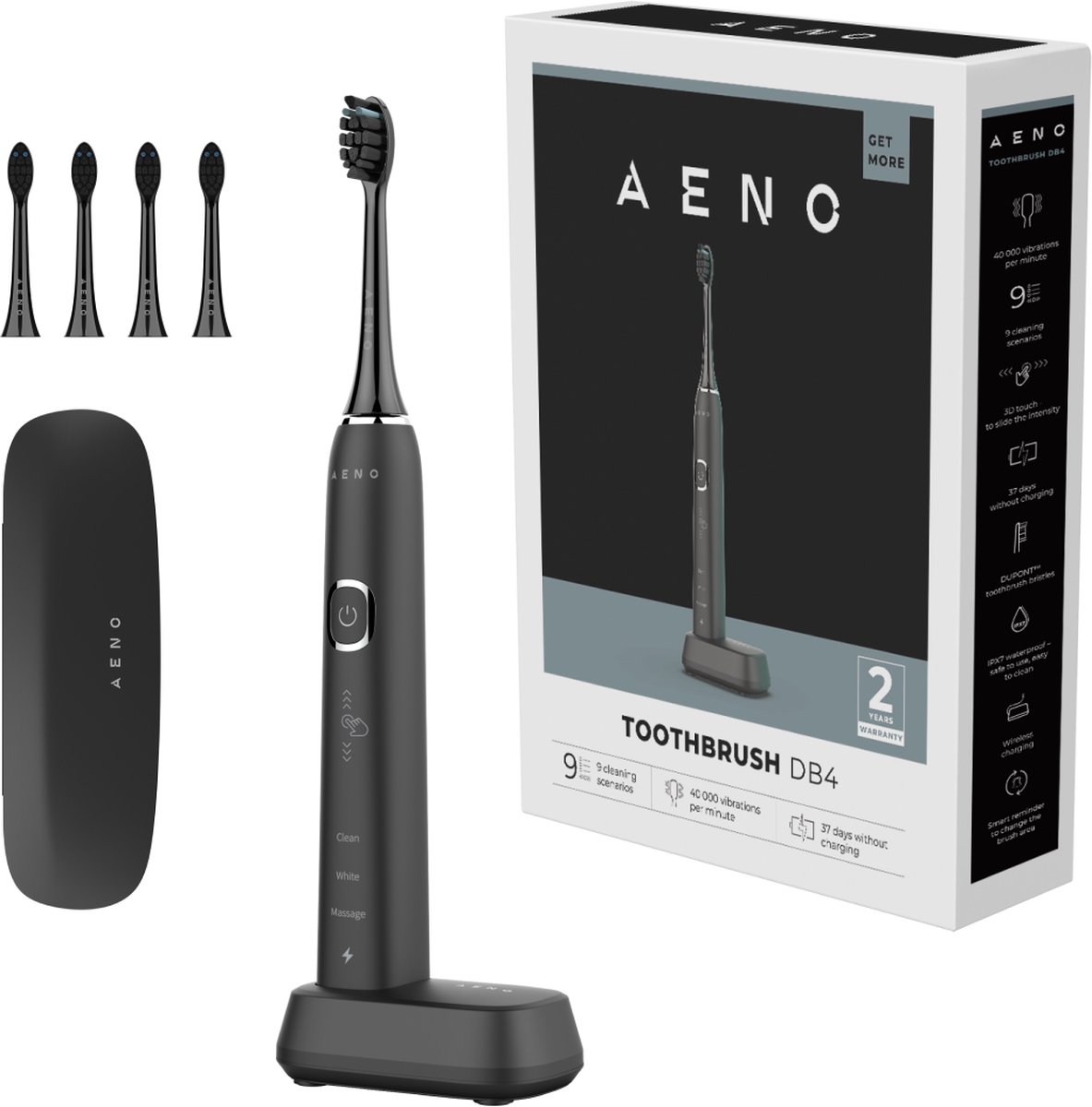 AENO DB4 briljante tandenborstel inclusief 4 borstels en reisdoos