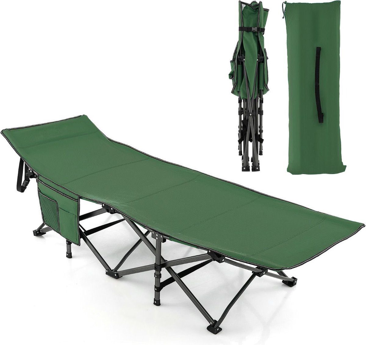 Veldbed - Kampeerbed - Vouwbed - Ligbed - Stretcher- Campingbedje - Opvouwbaar - 1 Persoons - Groen