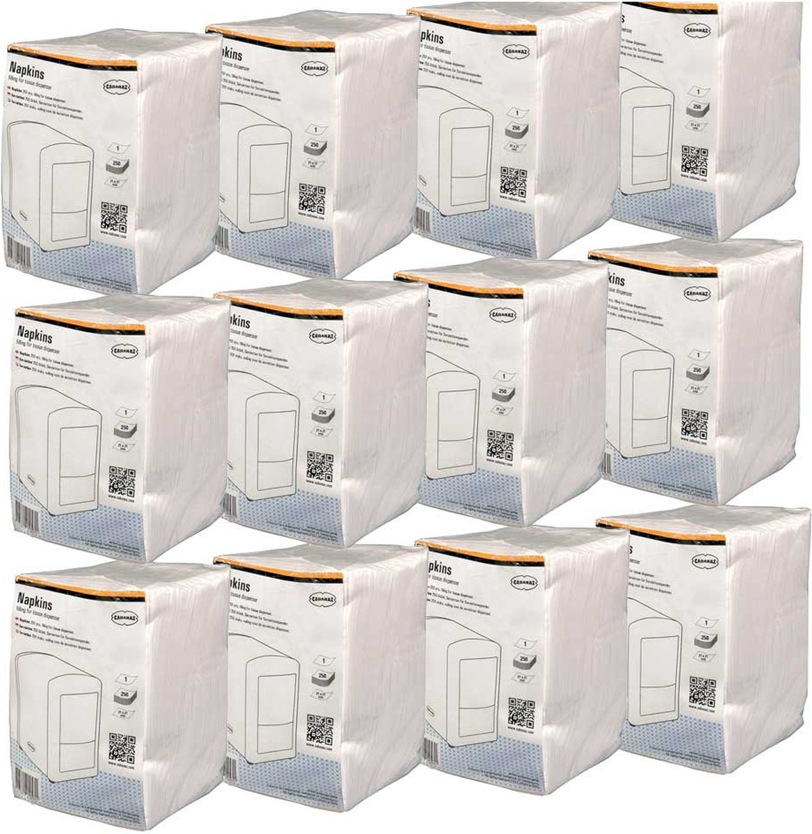 3000 Serviettes Cellulose 12x8.5 Cm - Blanc, Plié 1/8, Pour Bistro