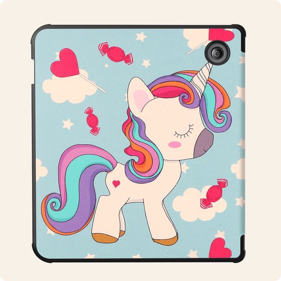 Hoesje Geschikt voor Kobo Libra Colour Hoes Book Case Trifold - Hoes Geschikt voor Kobo Libra Colour Hoesje Book Cover - Eenhoorn van i12Cover — afbeelding 5