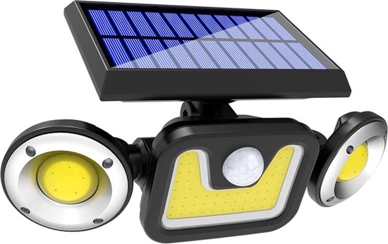 Foto: Besjaar buitenlamp met bewegingssensor buitenverlichting zonne energie sensor solar dag nacht sensor 100 leds zwart zeer veel licht 