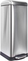 Perel metalen pedaalemmer met uitneembare emmer, solide voet en antislippedaal, ideaal voor thuis en op kantoor, inhoud 30 liter, vierkant 68 x 28 x 34 cm, grijs geborsteld metaal