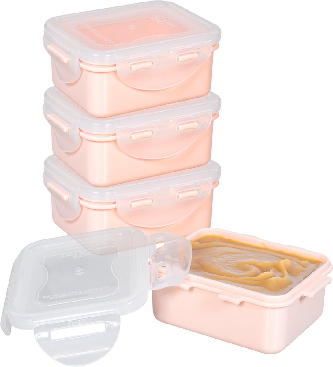 Goedkoopste Lock&Lock Bewaarbakjes Babyvoeding - Diepvriesbakjes - Babyhapjes - Melkpoeder - Moedermelk - Invriezen - Snackdoosjes - Lekvrij - Luchtdicht - BPA vrij - 180 ml - Pastel Roze - Set van 4 stuks - LocknLock