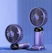 Handventilator - Paars - Mini Ventilator - Hand Ventilator - Mini ventilator Oplaadbaar - Mini Ventilator Usb - USB ventilator - Draagbare ventilator - 3600 mAh - Digitaal beeld - 5 Standen – nekkoord - FR Service