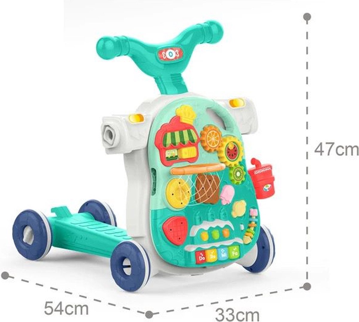 Playos® - Looptrainer en Tafel - 5 in 1 - Mintgroen - met Licht en Geluid - Educatief Babyspeelgoed - Loopwagen - Leren Lopen - Baby Walker - Looptrainer - Step - Duwfiets – foto 3